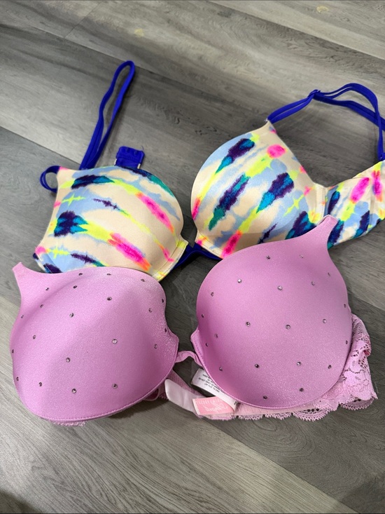 Victoria's Secret Other - Victoria's Secret Pink Bra with Multicolor Tie-Dye Pair